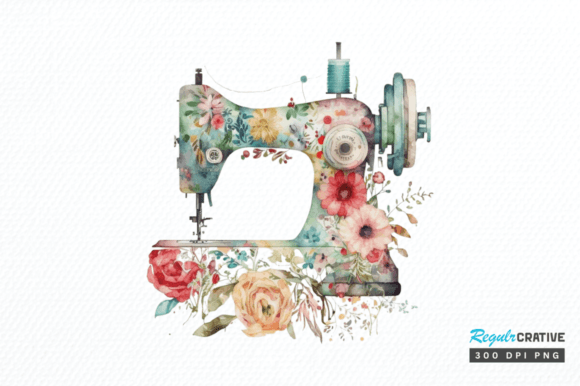 Download Floral Sewing Machines Clipart Png - Premium Resources
