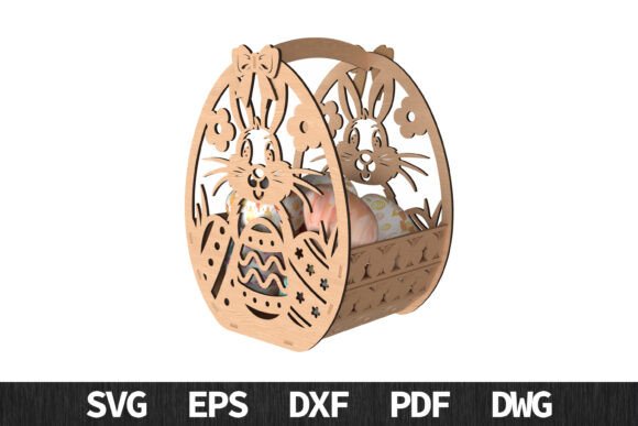 Download Cute Bunny Easter Basket SVG Laser Cut - Easter basket svg Collection