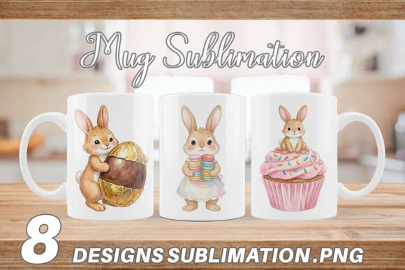 Download Sweet Watercolor Bunny Easter Mug Wrap - Watercolor bunny Collection